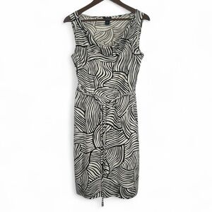 Ann Taylor Black and White Sleeveless Swirl Midi Dress